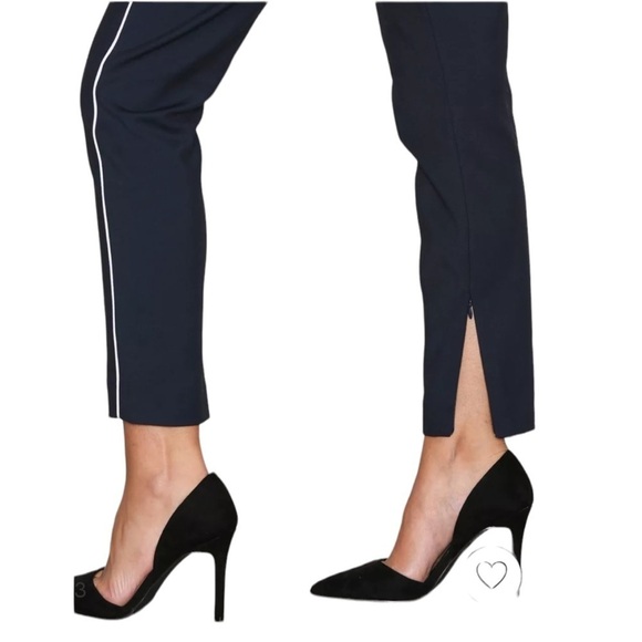 ASOS Selected Femme Muse Pipping MW Cropped Pant  Black/Red Pipping Size 36 - Picture 3 of 14